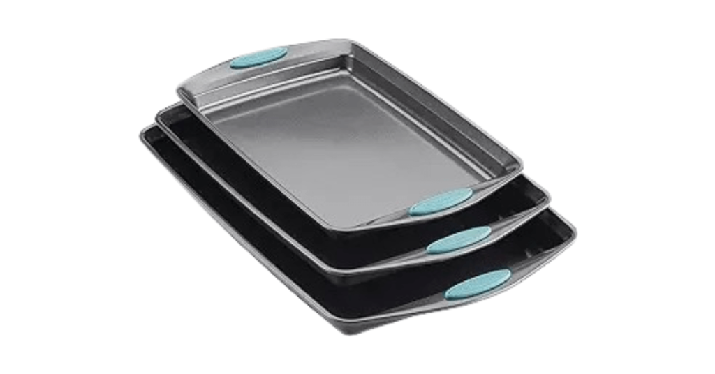 Nonstick Cookie Pan with Agave Blue Grips Set, 3 Piece